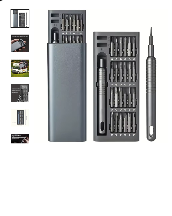 Closed metal carry case beside the organized screwdriver set